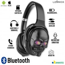 Headphone Bluetooth Caveira LEF-1023A Lehmox - Preto